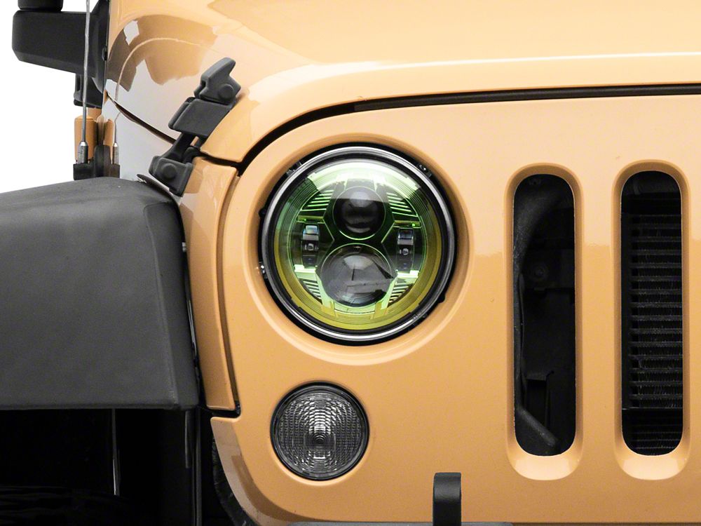 Raxiom 7-Inch LED Headlights; Green Housing; Clear Lens (07-18 Jeep Wrangler JK)