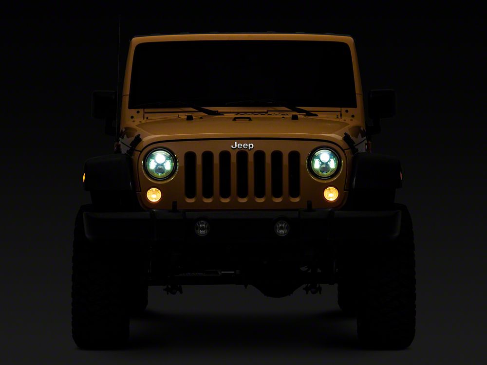Raxiom 7-Inch LED Headlights; Green Housing; Clear Lens (07-18 Jeep Wrangler JK)