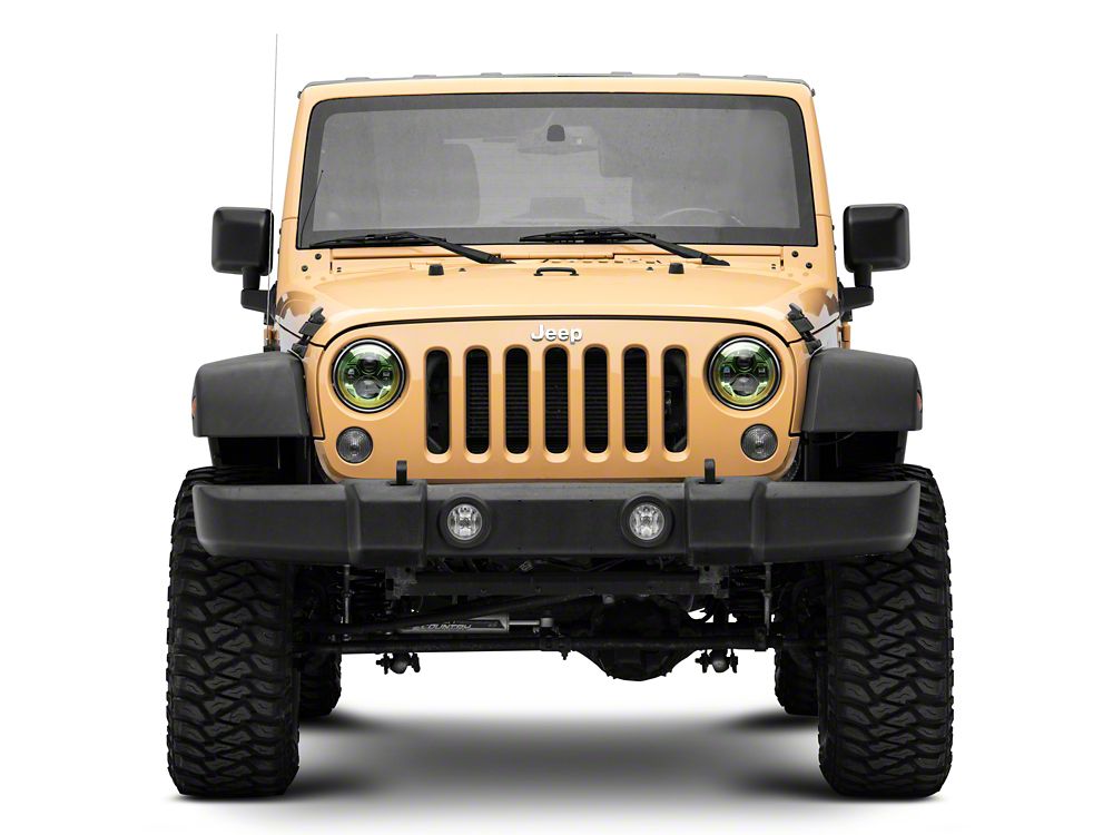 Raxiom 7-Inch LED Headlights; Green Housing; Clear Lens (07-18 Jeep Wrangler JK)