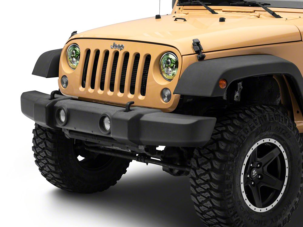 Raxiom 7-Inch LED Headlights; Green Housing; Clear Lens (07-18 Jeep Wrangler JK)