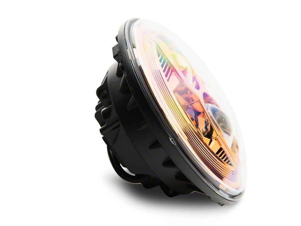 Raxiom 7-Inch LED Headlights; Orange Housing; Clear Lens (07-18 Jeep Wrangler JK)