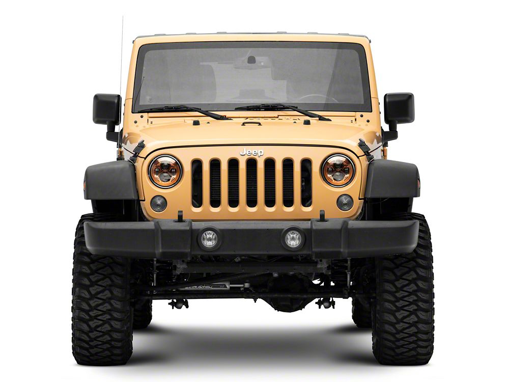 Raxiom 7-Inch LED Headlights; Orange Housing; Clear Lens (07-18 Jeep Wrangler JK)