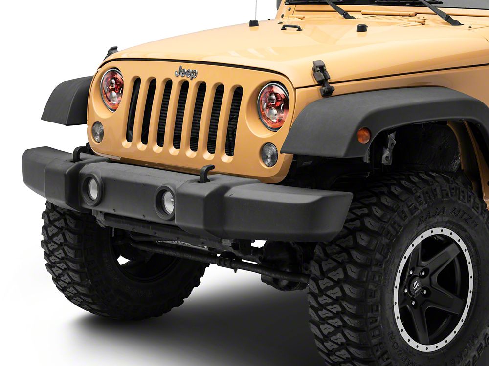 Raxiom 7-Inch LED Headlights; Red Housing; Clear Lens (07-18 Jeep Wrangler JK)