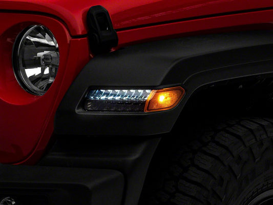 Raxiom Axial Series Sequential LED Parking/Turn Signal Lights; Smoked (18-25 Jeep Wrangler JL Sport w/ Factory Halogen Lights)