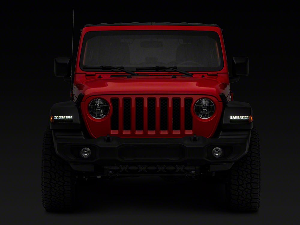 Raxiom Axial Series Sequential LED Parking/Turn Signal Lights; Smoked (18-25 Jeep Wrangler JL Sport w/ Factory Halogen Lights)