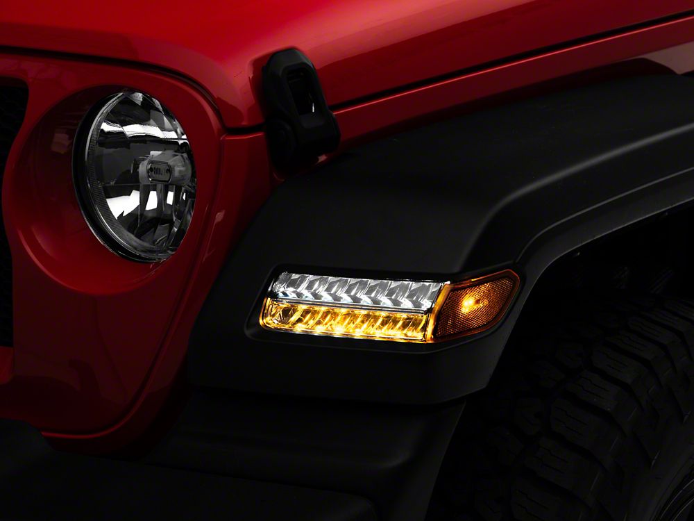 Raxiom Axial Series Sequential LED Parking/Turn Signal Lights; Chrome (18-25 Jeep Wrangler JL Sport)