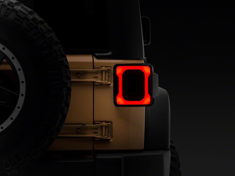 Raxiom Axial Series Carver LED Tail Lights; Black Housing; Smoked Lens (07-18 Jeep Wrangler JK)