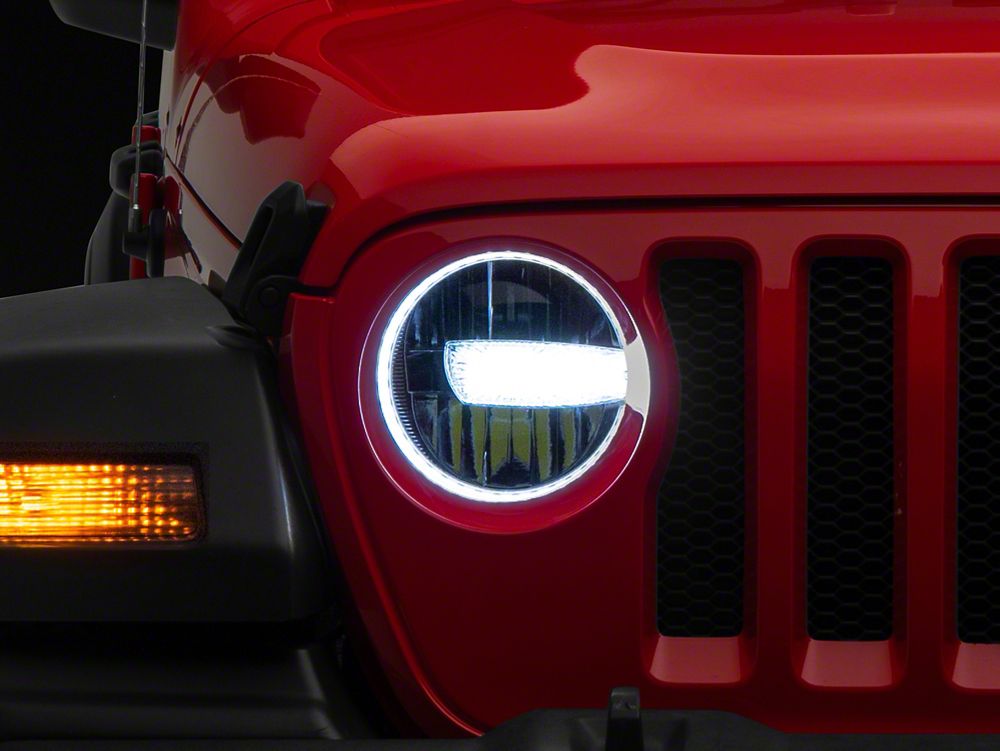 Raxiom Axial Series 9-Inch LED Headlights; Black Housing; Clear Lens (18-25 Jeep Wrangler JL w/ Factory Halogen Headlights)
