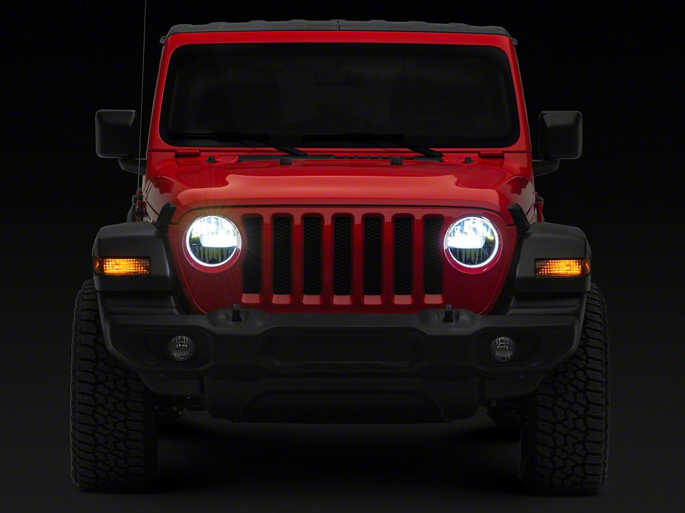 Raxiom Axial Series 9-Inch LED Headlights; Black Housing; Clear Lens (18-25 Jeep Wrangler JL w/ Factory Halogen Headlights)