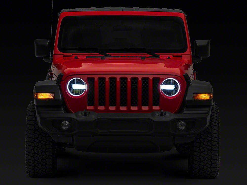 Raxiom Axial Series 9-Inch LED Headlights; Black Housing; Clear Lens (18-25 Jeep Wrangler JL w/ Factory Halogen Headlights)