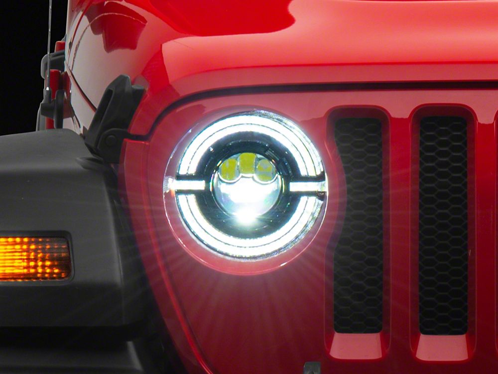 Raxiom Axial Series 9-Inch LED Angel Eye Headlights; Black Housing; Clear Lens (18-25 Jeep Wrangler JL)