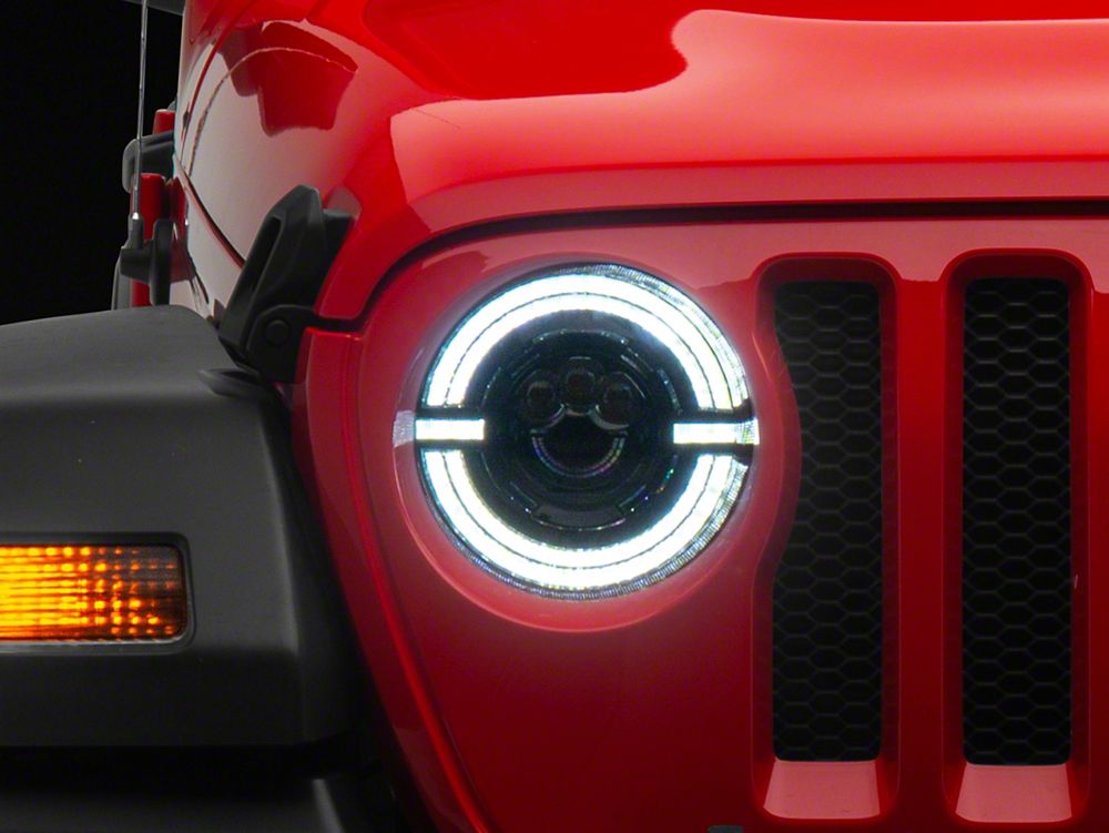 Raxiom Axial Series 9-Inch LED Angel Eye Headlights; Black Housing; Clear Lens (18-25 Jeep Wrangler JL)