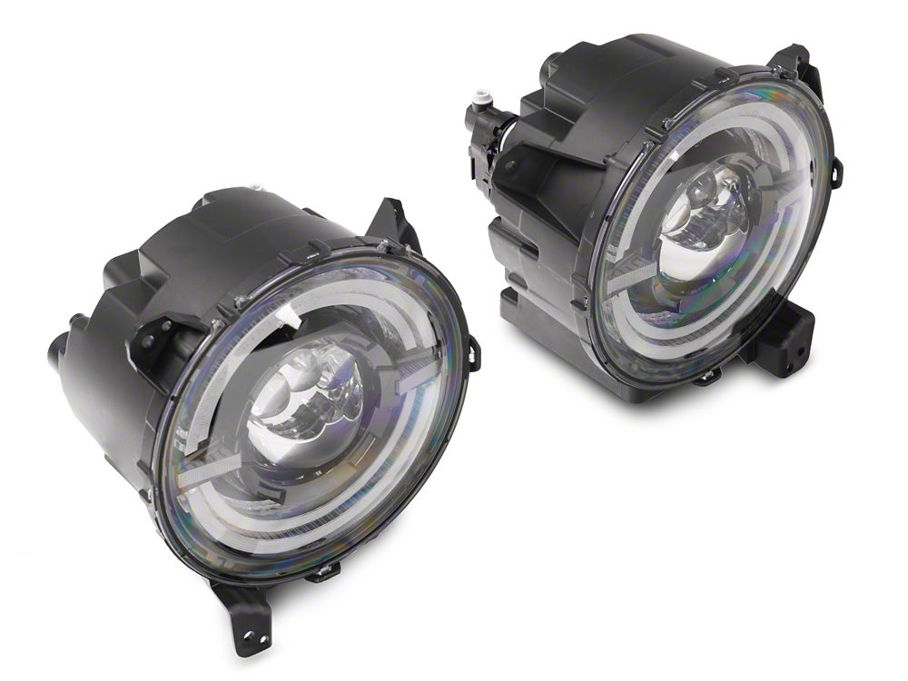 Raxiom Axial Series 9-Inch LED Angel Eye Headlights; Black Housing; Clear Lens (18-25 Jeep Wrangler JL)