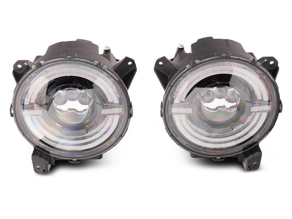 Raxiom Axial Series 9-Inch LED Angel Eye Headlights; Black Housing; Clear Lens (18-25 Jeep Wrangler JL)