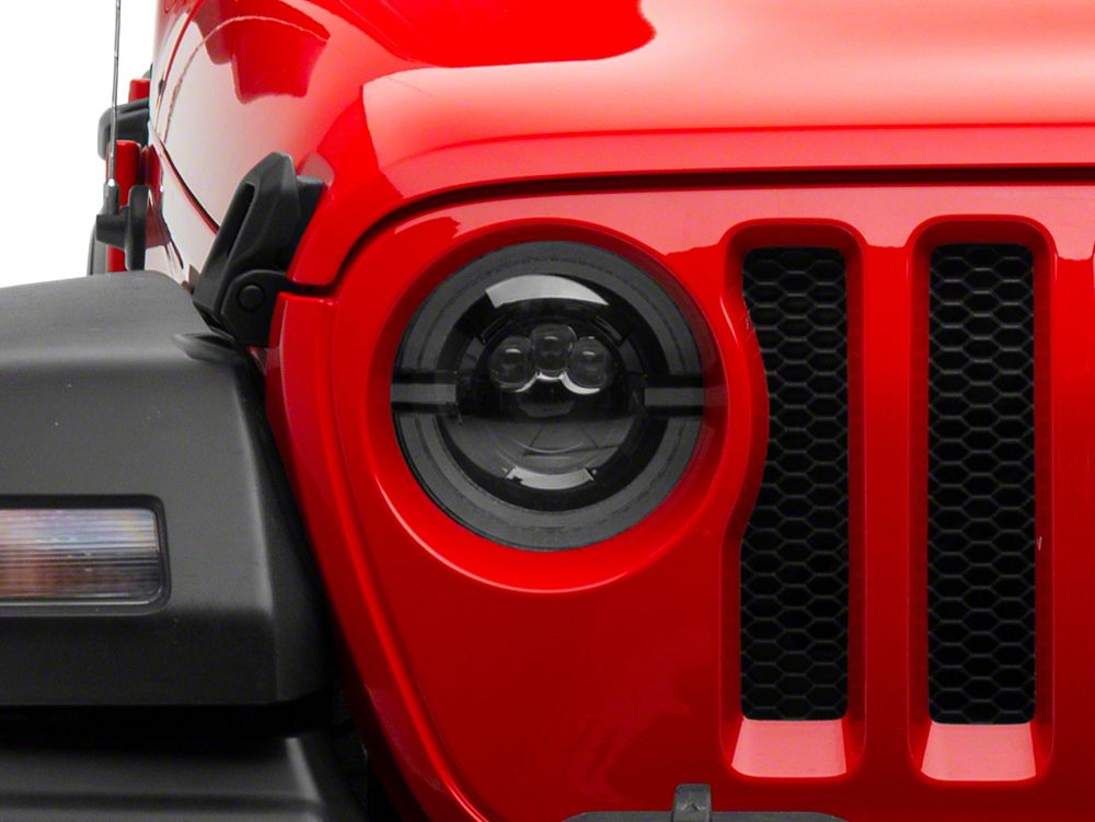Raxiom Axial Series 9-Inch LED Angel Eye Headlights; Black Housing; Clear Lens (18-25 Jeep Wrangler JL)