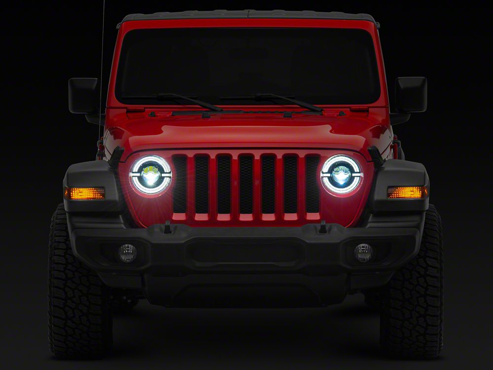 Raxiom Axial Series 9-Inch LED Angel Eye Headlights; Black Housing; Clear Lens (18-25 Jeep Wrangler JL)
