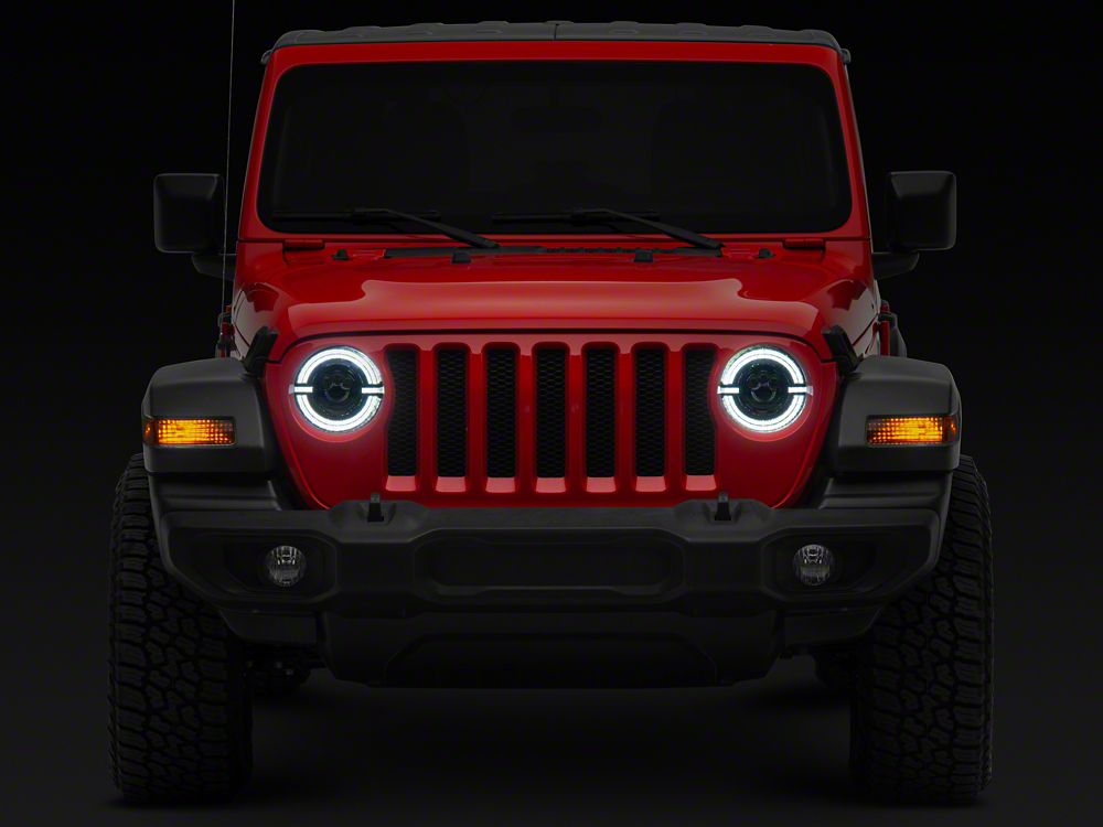 Raxiom Axial Series 9-Inch LED Angel Eye Headlights; Black Housing; Clear Lens (18-25 Jeep Wrangler JL)