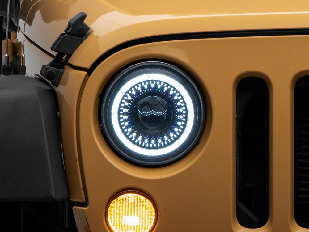 Raxiom Axial Series 7-Inch Dragon Eye LED Headlights; Black Housing; Clear Lens (07-18 Jeep Wrangler JK)