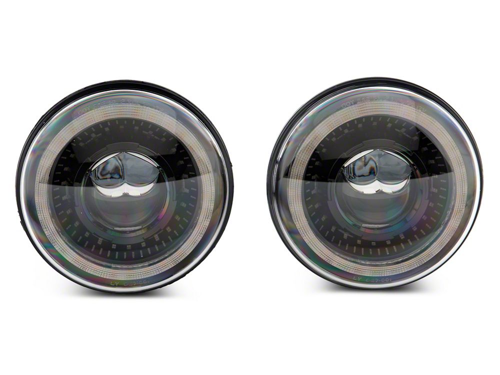 Raxiom Axial Series 7-Inch Dragon Eye LED Headlights; Black Housing; Clear Lens (07-18 Jeep Wrangler JK)