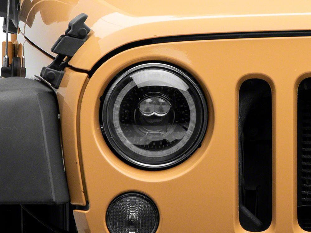 Raxiom Axial Series 7-Inch Dragon Eye LED Headlights; Black Housing; Clear Lens (07-18 Jeep Wrangler JK)