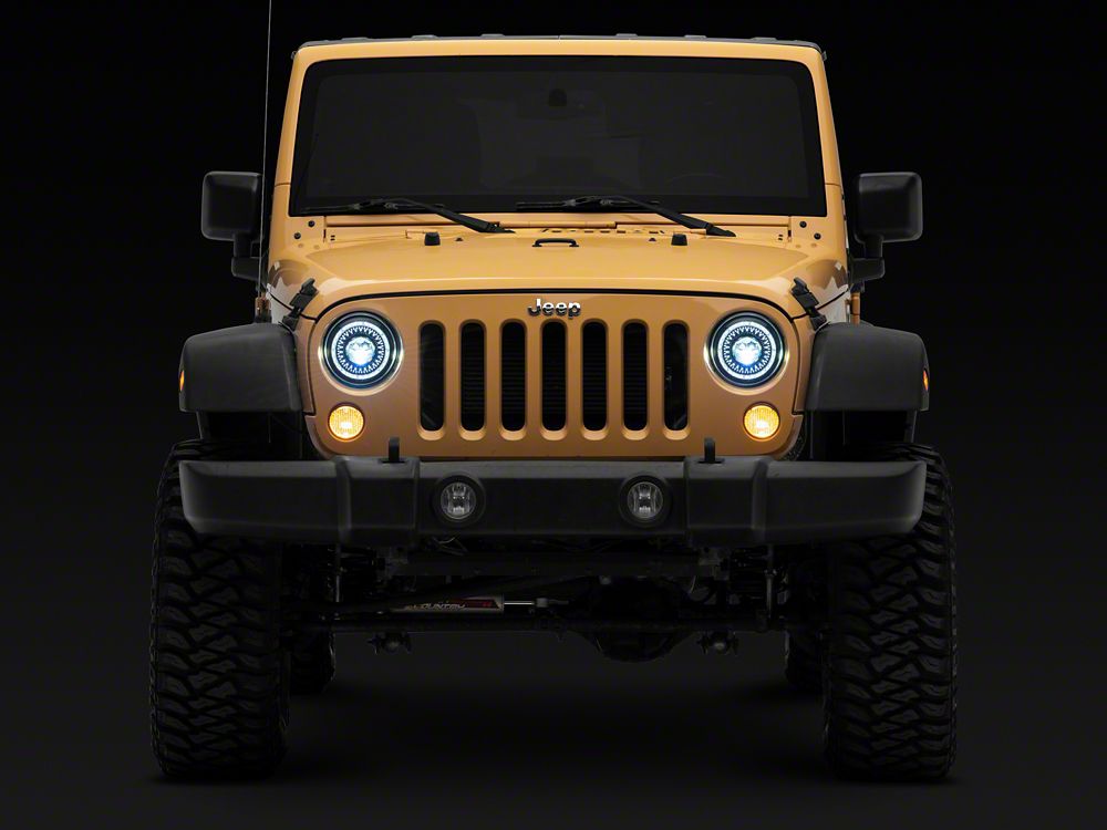 Raxiom Axial Series 7-Inch Dragon Eye LED Headlights; Black Housing; Clear Lens (07-18 Jeep Wrangler JK)