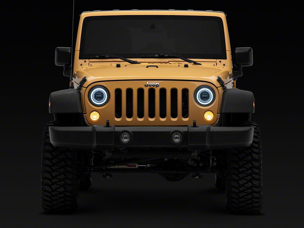 Raxiom Axial Series 7-Inch Dragon Eye LED Headlights; Black Housing; Clear Lens (07-18 Jeep Wrangler JK)