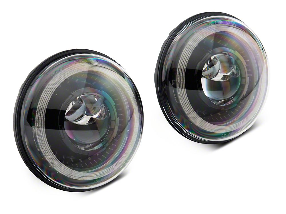 Raxiom Axial Series 7-Inch Dragon Eye LED Headlights; Black Housing; Clear Lens (07-18 Jeep Wrangler JK)
