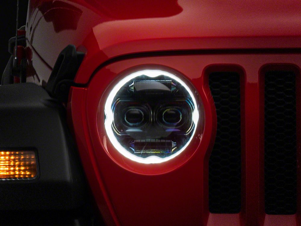 Raxiom Axial Series 9-Inch Angel Eye LED Headlights; Black Housing; Clear Lens (18-25 Jeep Wrangler JL)
