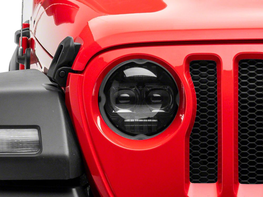 Raxiom Axial Series 9-Inch Angel Eye LED Headlights; Black Housing; Clear Lens (18-25 Jeep Wrangler JL)