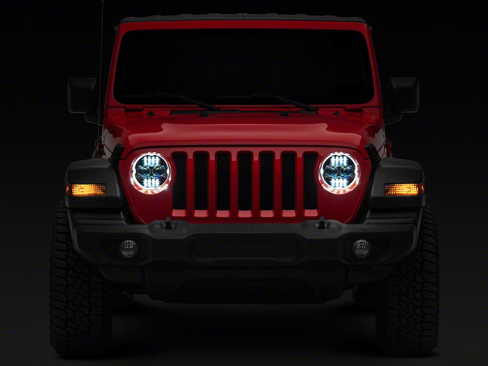 Raxiom Axial Series 9-Inch Angel Eye LED Headlights; Black Housing; Clear Lens (18-25 Jeep Wrangler JL)