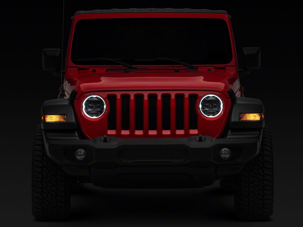 Raxiom Axial Series 9-Inch Angel Eye LED Headlights; Black Housing; Clear Lens (18-25 Jeep Wrangler JL)