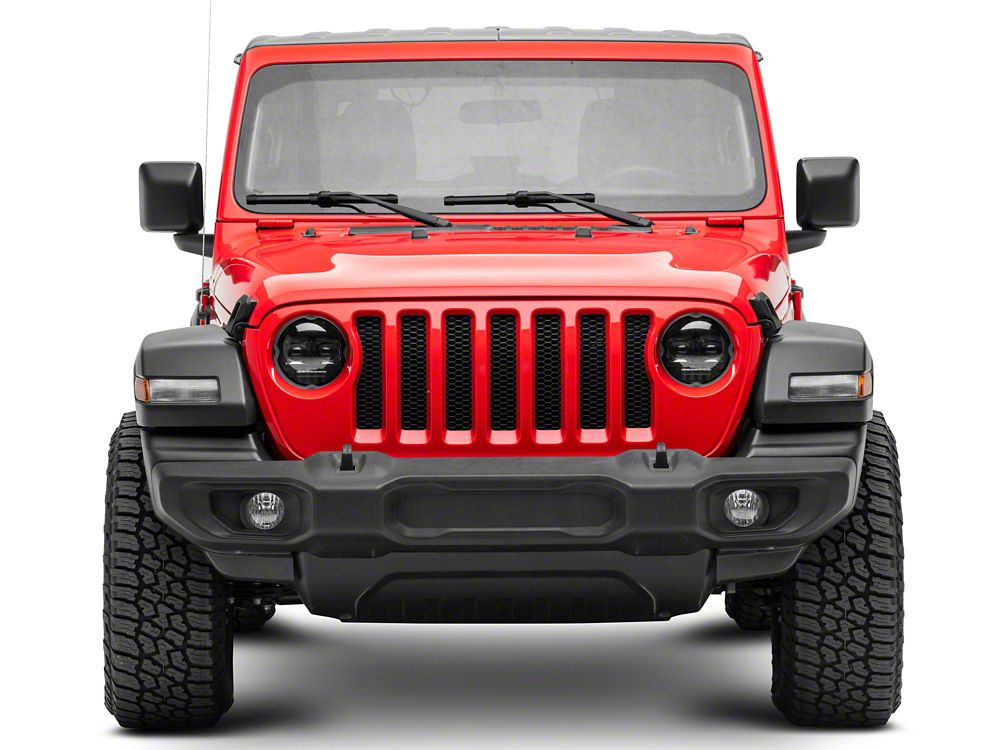 Raxiom Axial Series 9-Inch Angel Eye LED Headlights; Black Housing; Clear Lens (18-25 Jeep Wrangler JL)