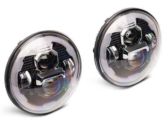 Raxiom Axial Series 7-Inch LED Headlights with DRL Turn Signals; Black Housing; Clear Lens (07-18 Jeep Wrangler JK)