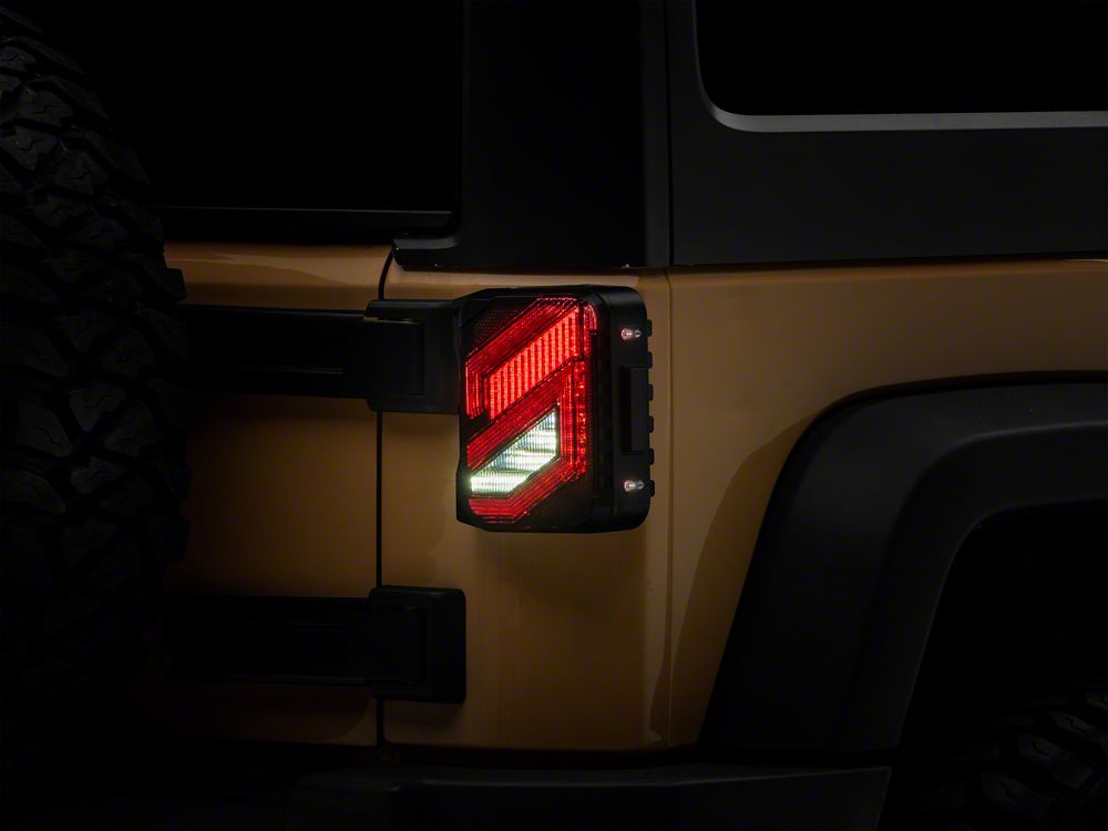 Raxiom Axial Series Trident LED Tail Lights; Black Housing; Smoked Lens (07-18 Jeep Wrangler JK)
