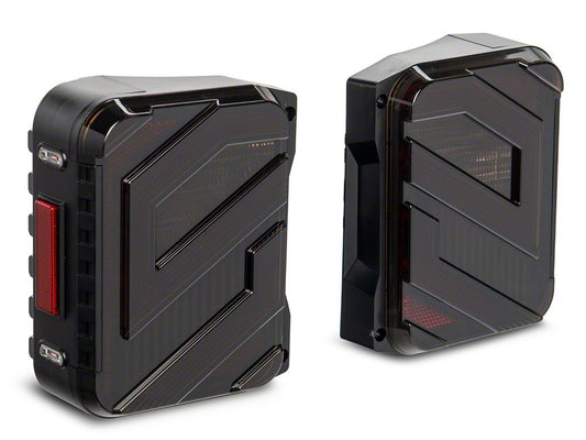 Raxiom Axial Series Trident LED Tail Lights; Black Housing; Smoked Lens (07-18 Jeep Wrangler JK)