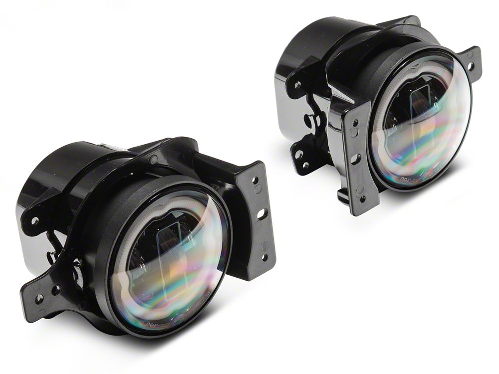 Raxiom Axial Series 9-Inch Angel Eye LED Headlights and LED Fog Lights; Black Housing; Clear Lens (18-25 Jeep Wrangler JL)