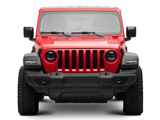 Raxiom Axial Series 9-Inch Angel Eye LED Headlights and LED Fog Lights; Black Housing; Clear Lens (18-25 Jeep Wrangler JL)