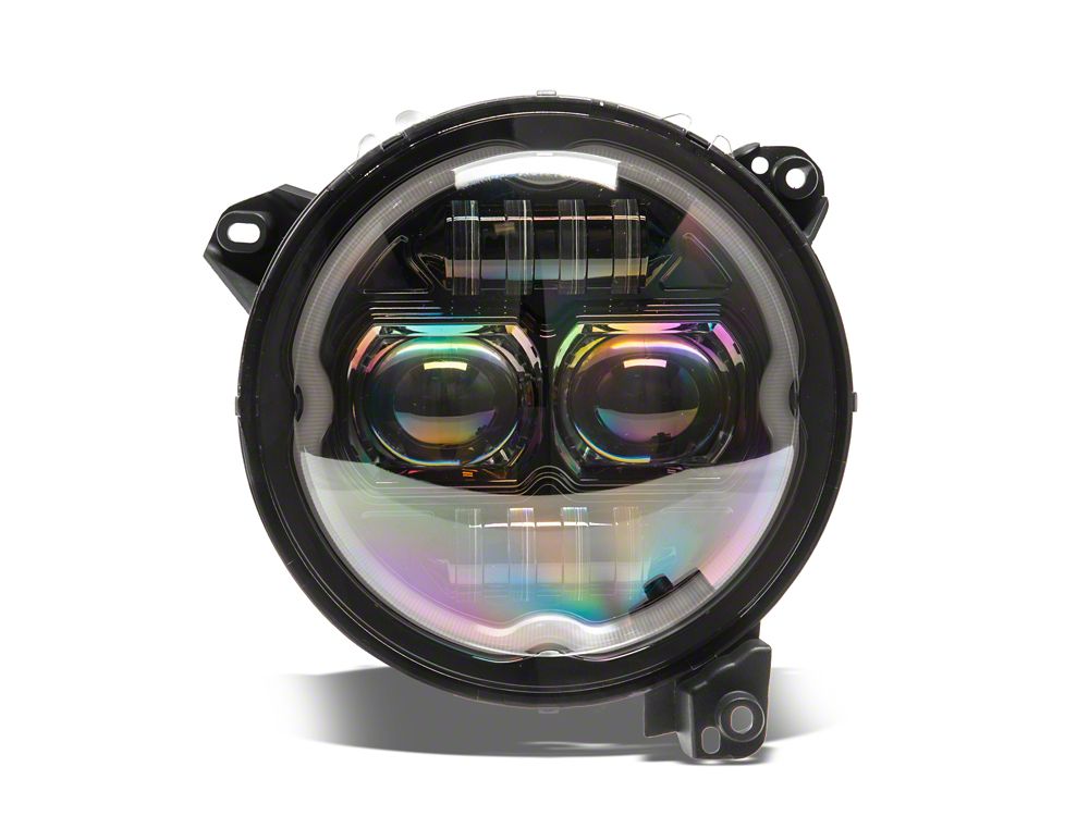 Raxiom Axial Series 9-Inch Angel Eye LED Headlights and LED Fog Lights; Black Housing; Clear Lens (18-25 Jeep Wrangler JL)