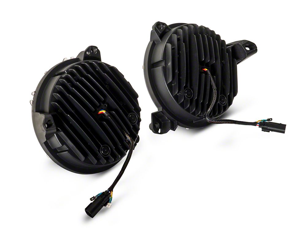 Raxiom Axial Series 9-Inch Angel Eye LED Headlights and LED Fog Lights; Black Housing; Clear Lens (18-25 Jeep Wrangler JL)