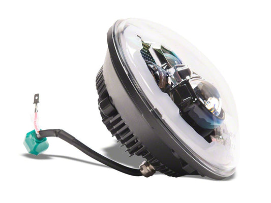 Raxiom Axial Series 7-Inch LED Headlights with DRL; Black Housing; Clear Lens (07-18 Jeep Wrangler JK)