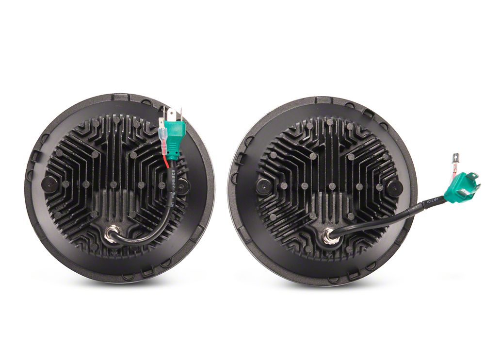 Raxiom Axial Series 7-Inch LED Headlights with DRL; Black Housing; Clear Lens (07-18 Jeep Wrangler JK)