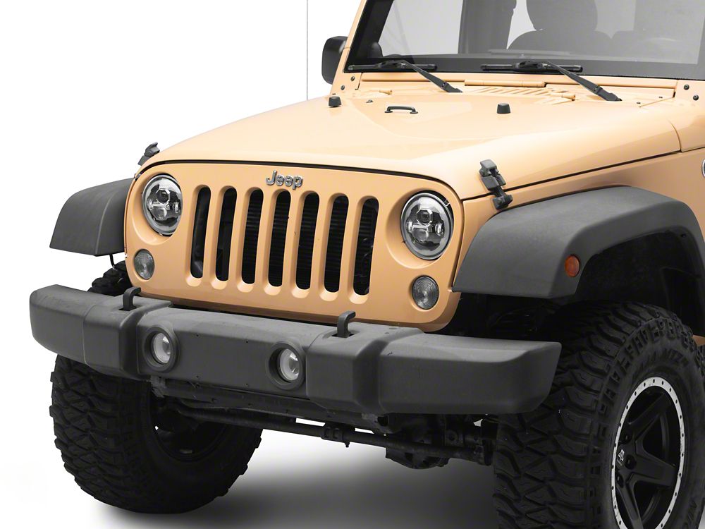 Raxiom Axial Series 7-Inch LED Headlights with DRL; Black Housing; Clear Lens (07-18 Jeep Wrangler JK)