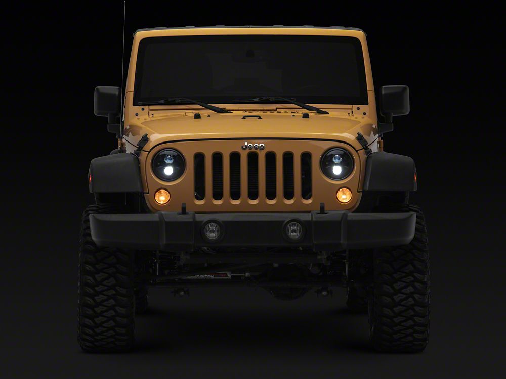 Raxiom Axial Series DB1 LED Headlights; Black Housing; Clear Lens (07-18 Jeep Wrangler JK)