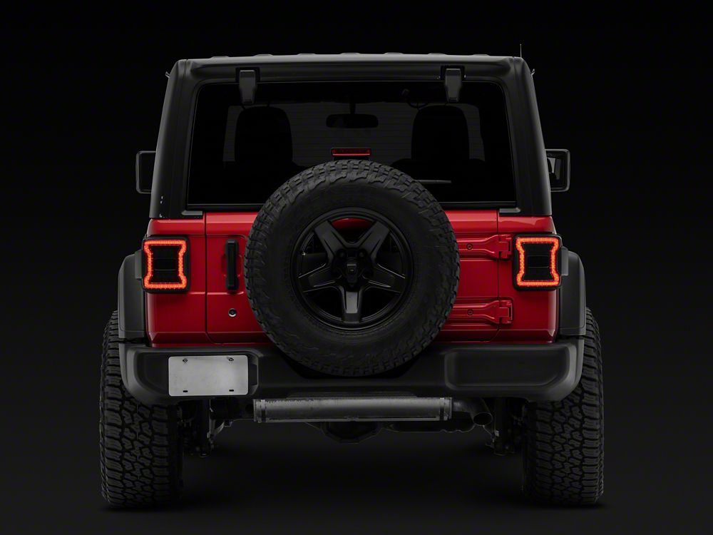 Raxiom LED Tail Lights; Red Housing; Smoked Lens (18-25 Jeep Wrangler JL w/ Factory Halogen Tail Lights & w/o Blind Spot Detection)