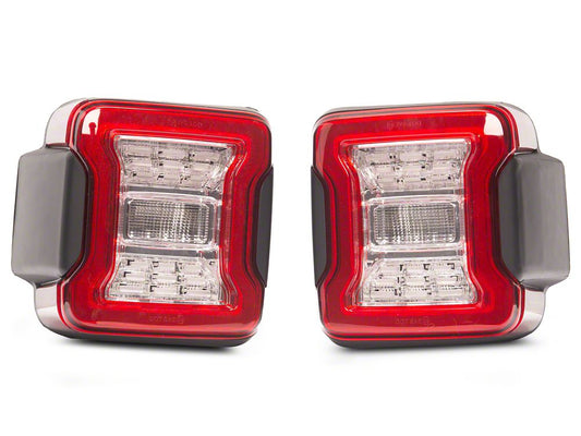 Raxiom LED Tail Lights; Clear Housing; Clear Lens (18-25 Jeep Wrangler JL w/ Factory Halogen Tail Lights & w/o Blind Spot Detection)