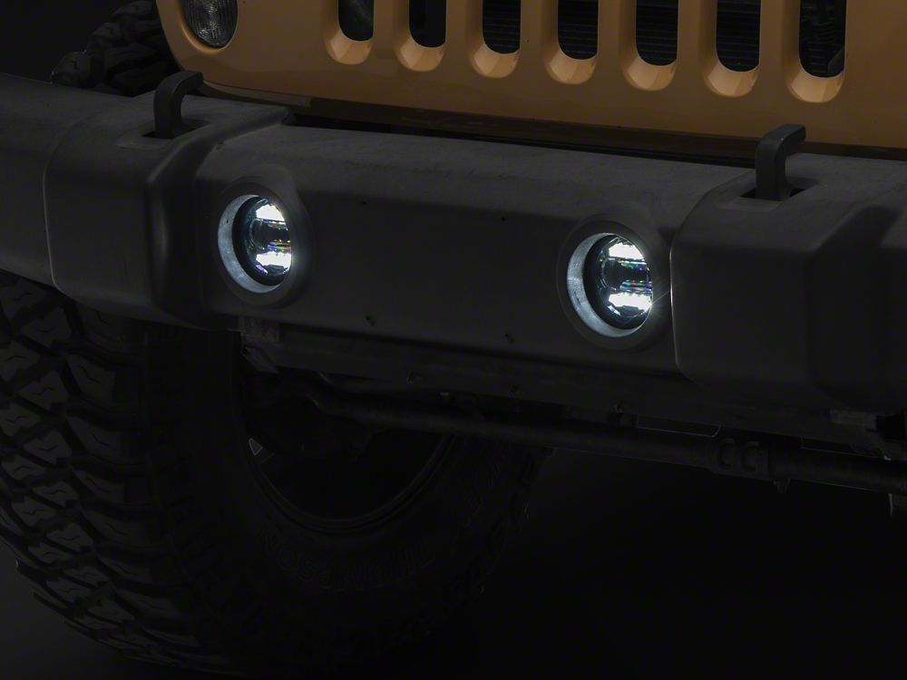 Raxiom Axial Series LED Angel Eye Fog Lights; Amber and White (07-18 Jeep Wrangler JK)