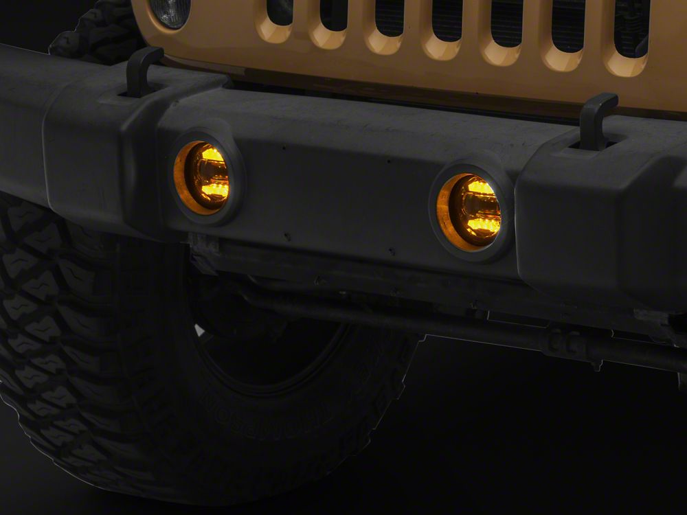 Raxiom Axial Series LED Angel Eye Fog Lights; Amber and White (07-18 Jeep Wrangler JK)