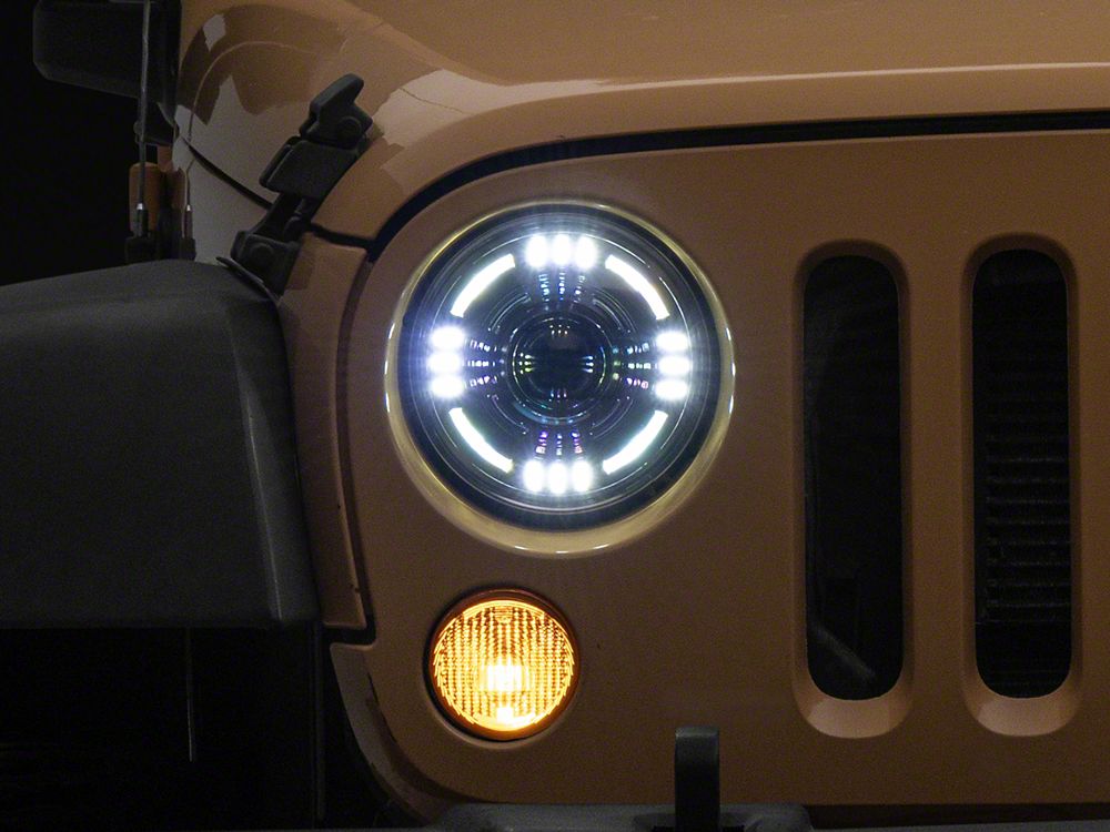Raxiom Axial Series Quatro LED Headlights; Black Housing; Clear Lens (07-18 Jeep Wrangler JK)