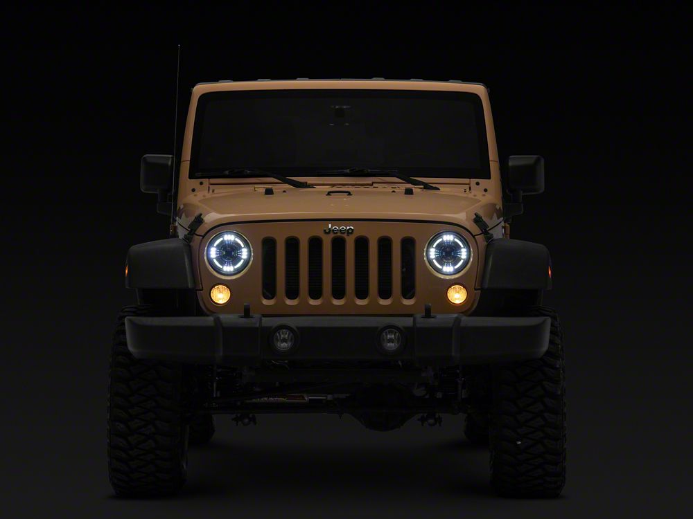 Raxiom Axial Series Quatro LED Headlights; Black Housing; Clear Lens (07-18 Jeep Wrangler JK)