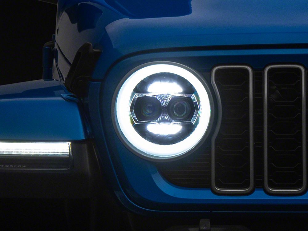 Raxiom 9-Inch Vader LED Headlights; Black Housing; Clear Lens (18-25 Jeep Wrangler JL)